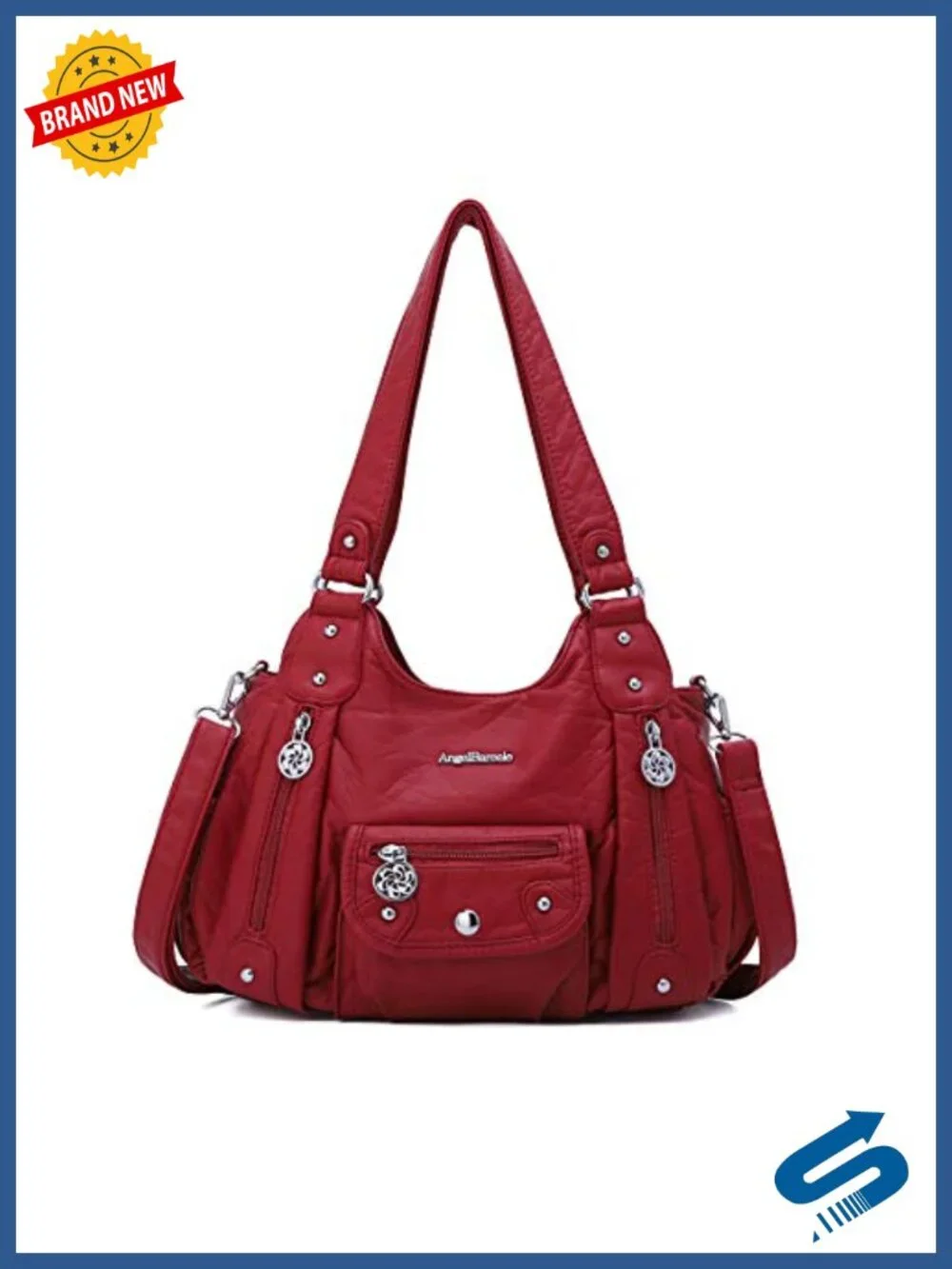 Soft PU Leather Hobo Tote Shoulder Crossbody Bag Convertible